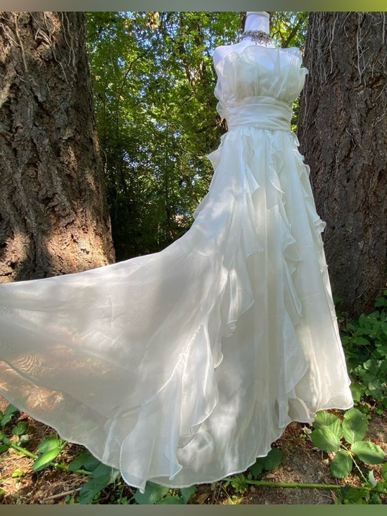 Vintage Dresses & Skirts - Vintage 80s Ruffle Strapless Ethereal Fairy Prom Dress Gown